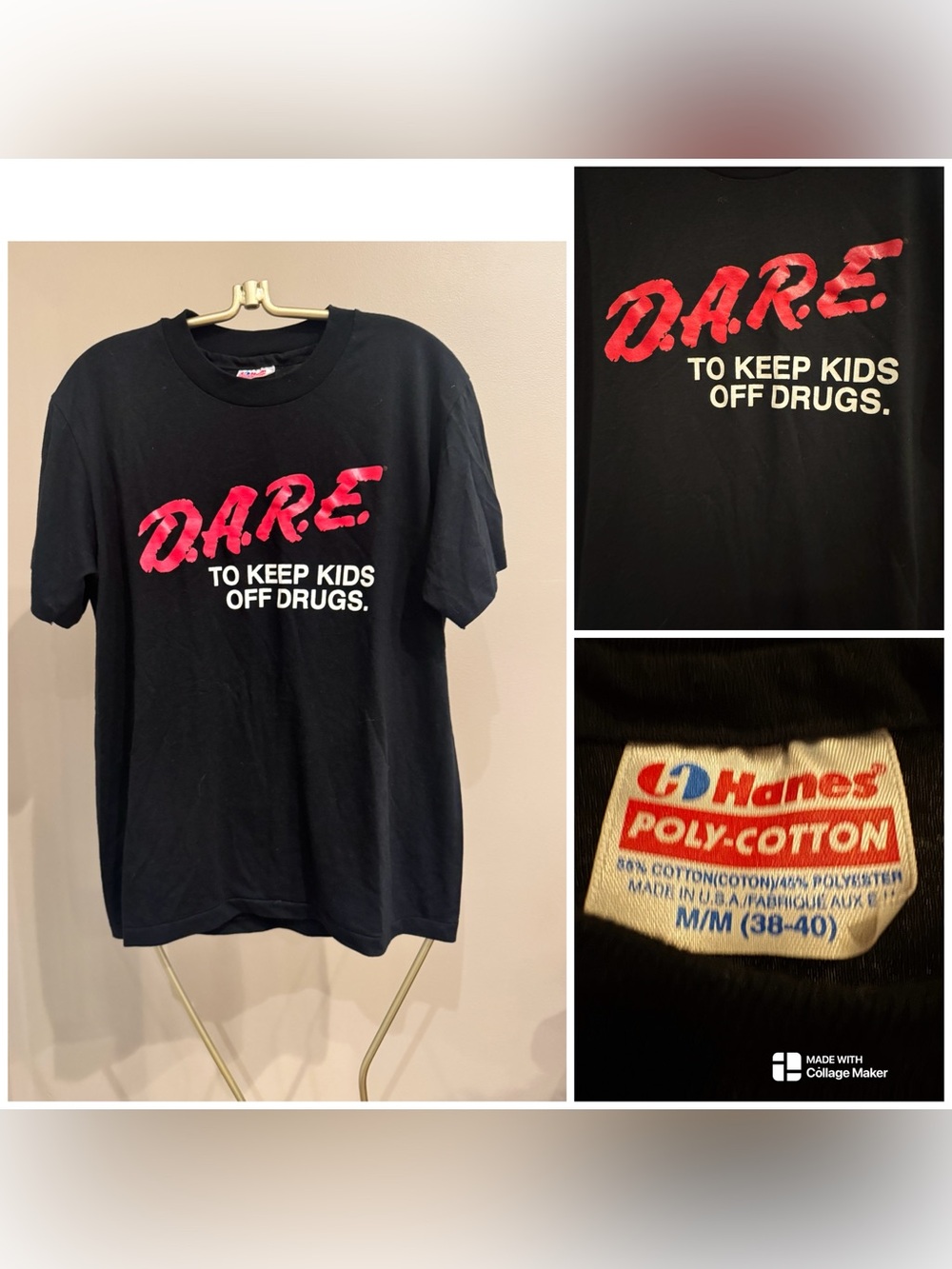 Vintage 80s  Hanes D.A.R.E. "To Keep Kids Off Drugs" t-shirt